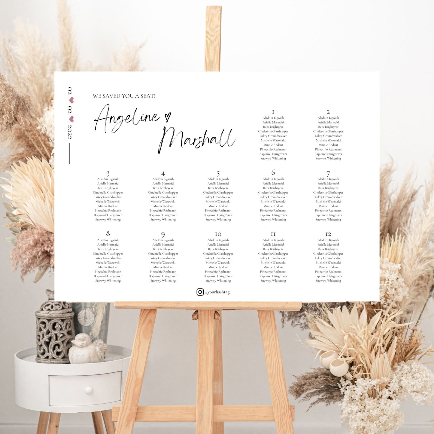 ANGELINE Minimalist Seating Chart