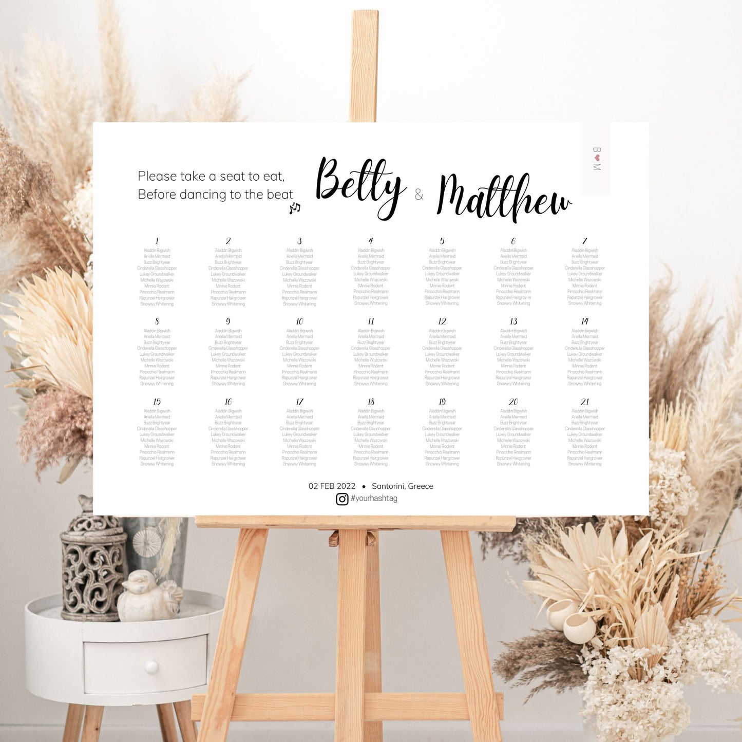 BETSEY Minimalist Seating Chart