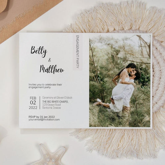 BETSEY Minimalist Engagement Party Invitation