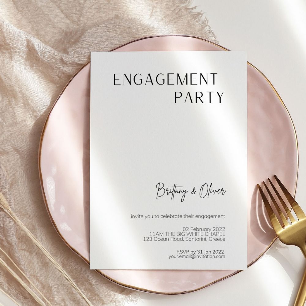 BRITNEY Minimalist Engagement Party Invitation