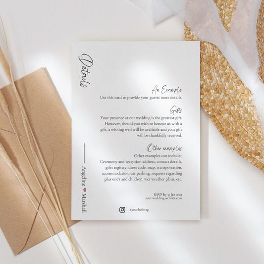 ANGELINE Minimalist Details Card