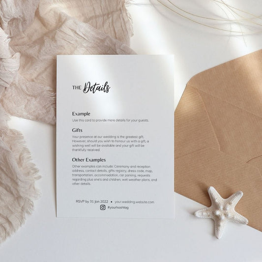 BELLA Minimalist Details Card