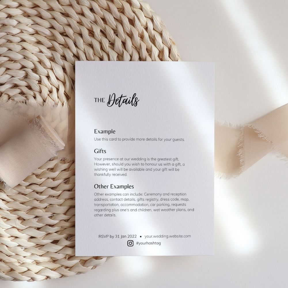 BELLA Minimalist Details Card