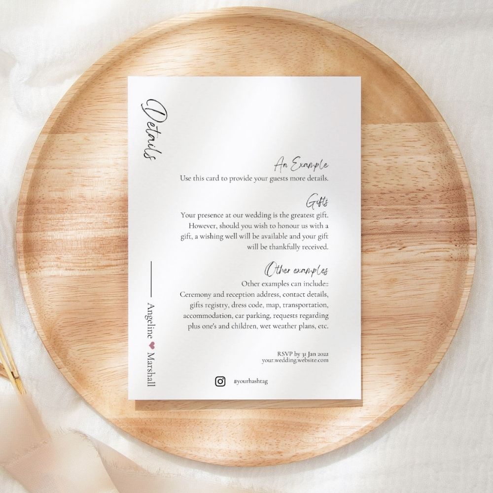 Angeline Minimalist Wedding Invitation 3-piece Suite