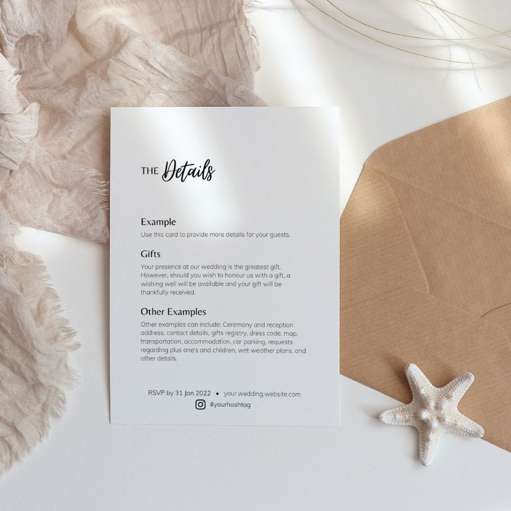 Bella Minimalist Wedding Invitation 3-piece Suite