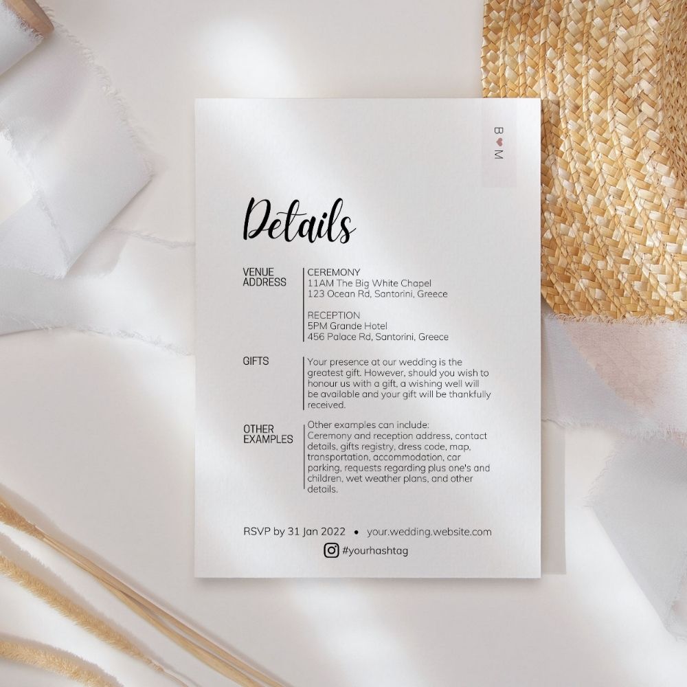 Betsey Minimalist Wedding Invitation 3-piece Suite