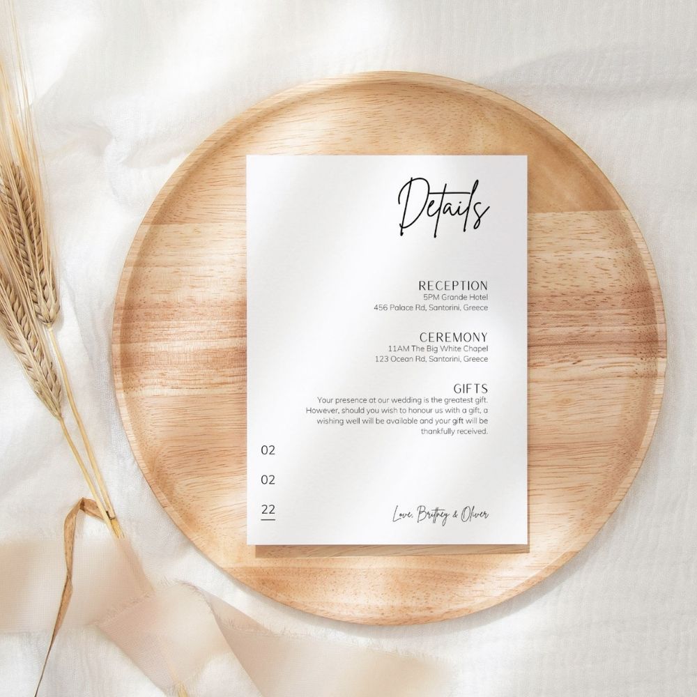 Britney Minimalist Wedding Invitation 3-piece Suite