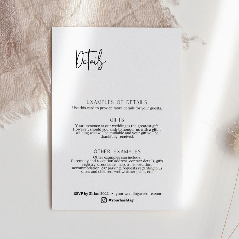 Thyme Minimalist Wedding Invitation 3-piece Suite