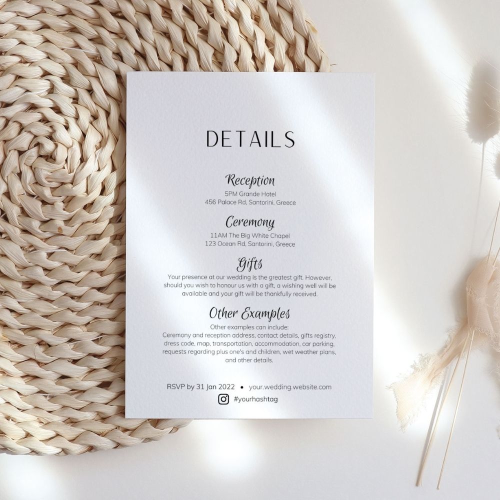 Vivianna Minimalist Wedding Invitation 3-piece Suite