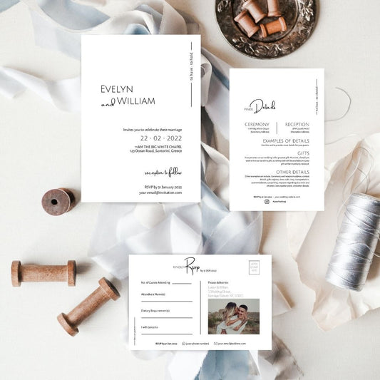 Julianne Minimalist Wedding Invitation 3-piece Suite