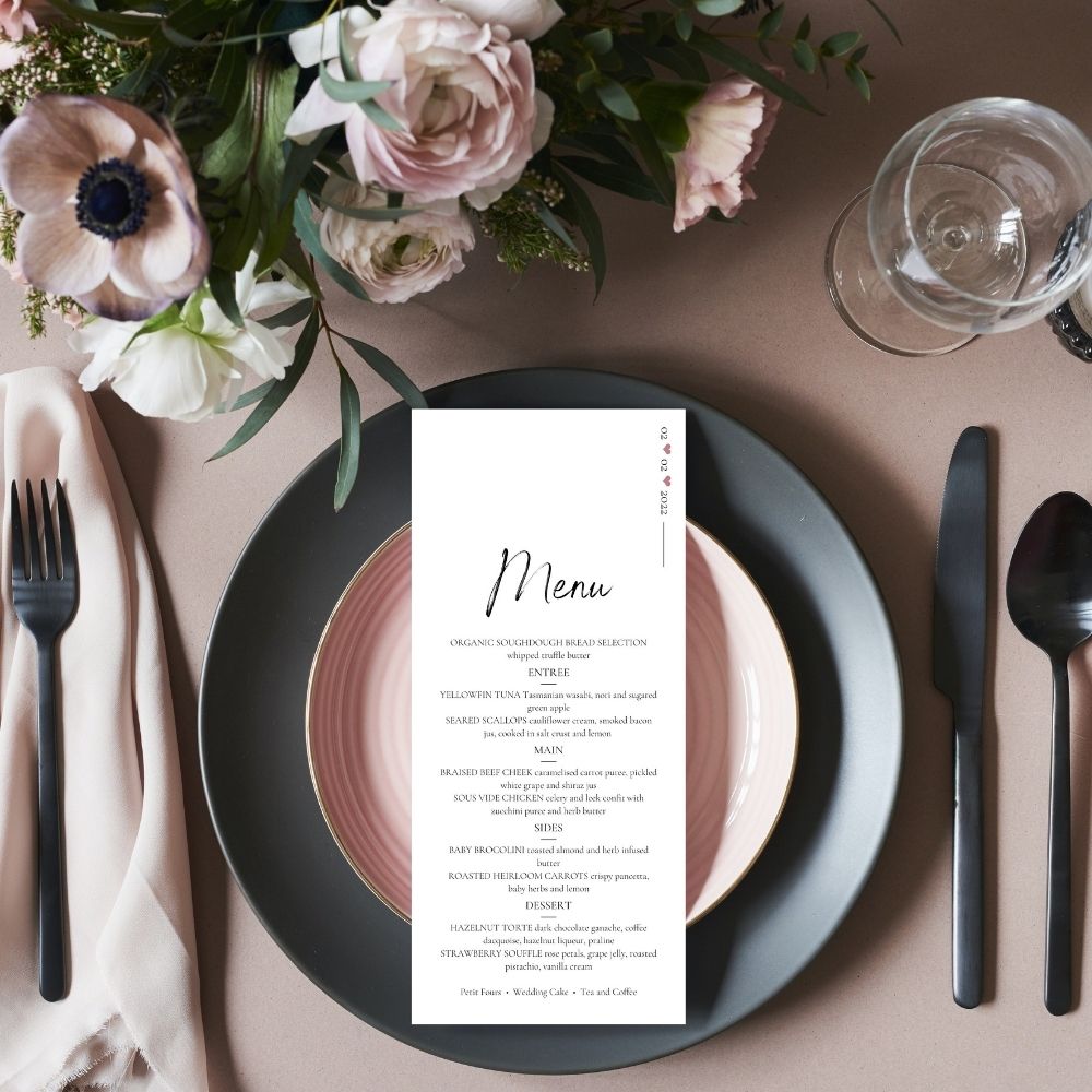 ANGELINE Minimalist Dinner menu