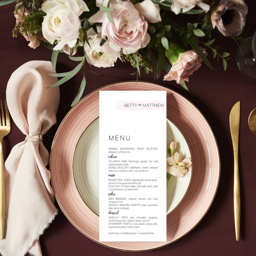 BETSEY Minimalist Dinner menu