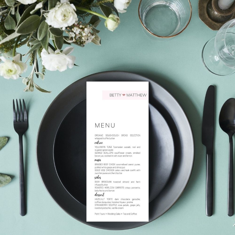 BETSEY Minimalist Dinner menu