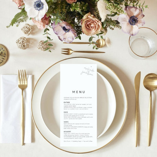 GISELLE Minimalist Dinner menu