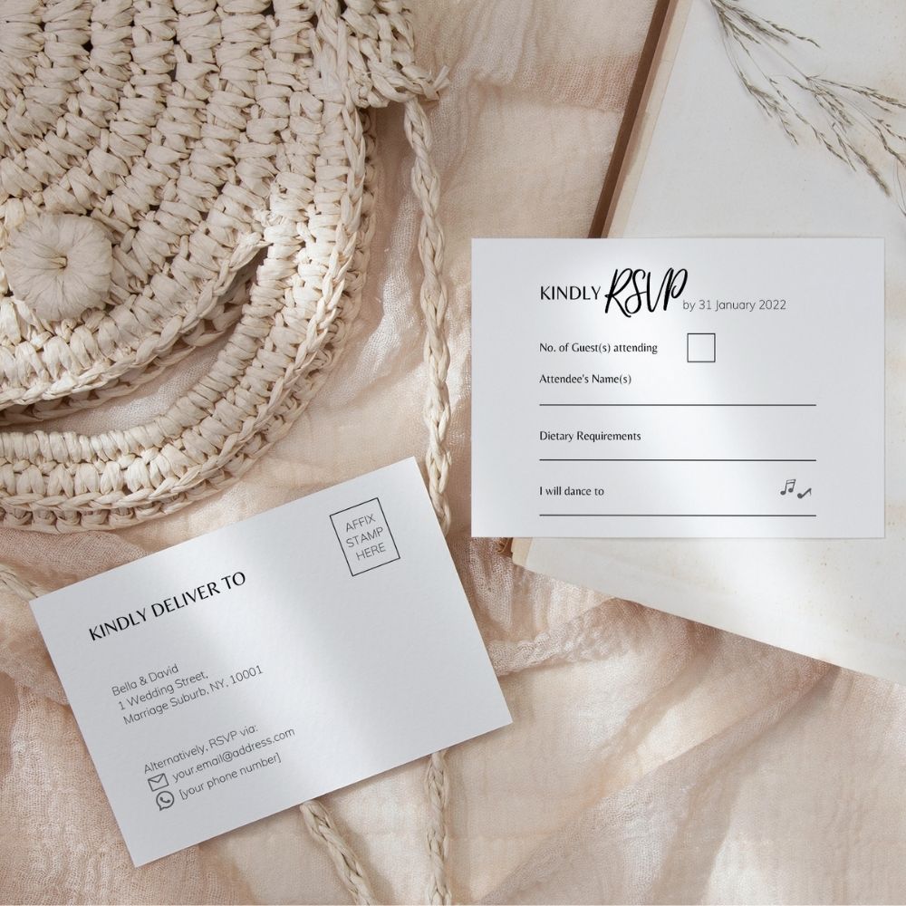 Bella Minimalist Wedding Invitation 3-piece Suite