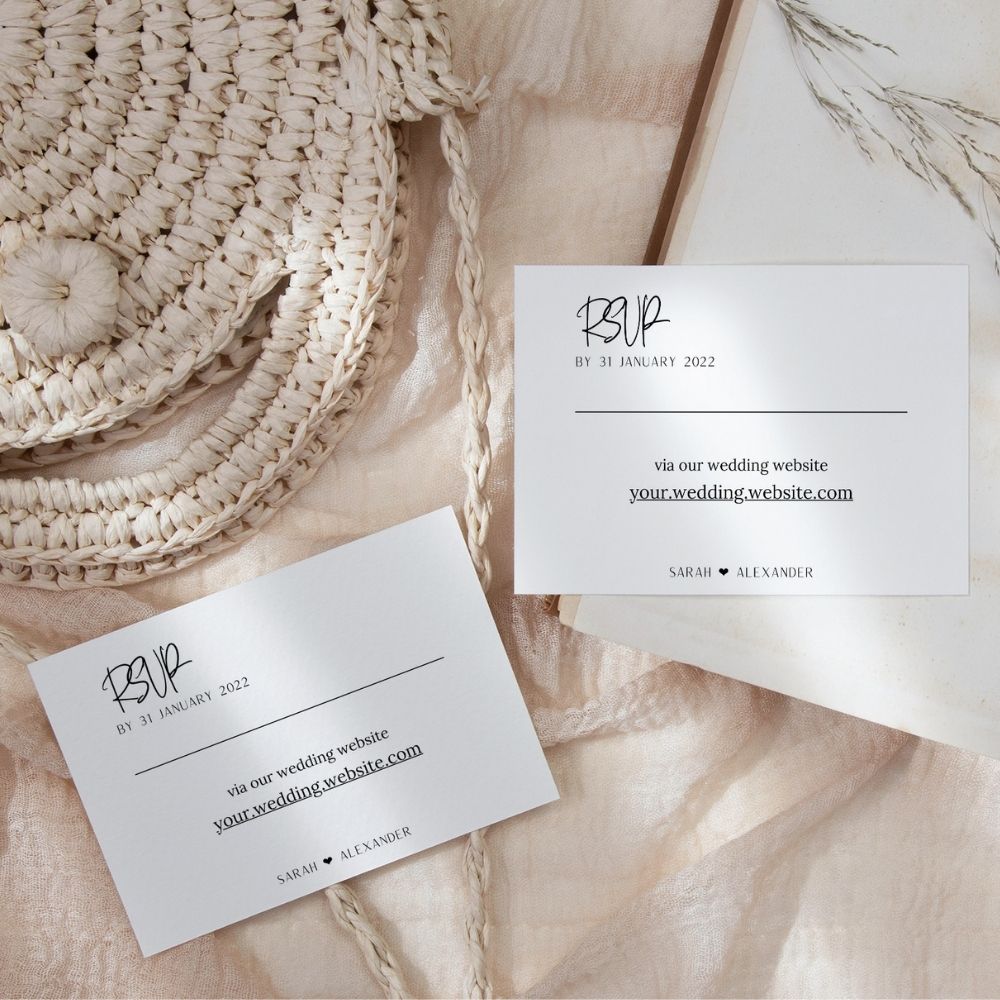 Thyme Minimalist Wedding Invitation 3-piece Suite