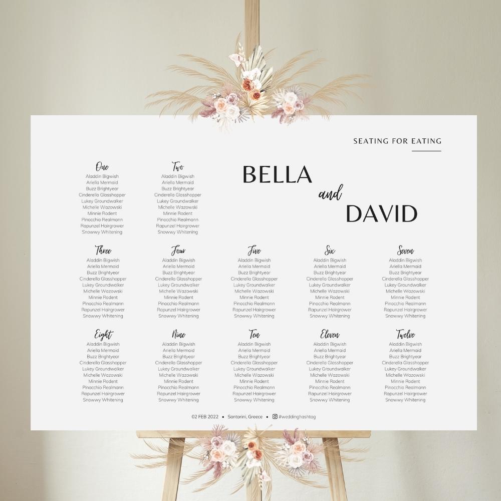 BELLA Minimalist Seating Chart